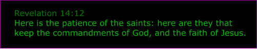 Revelation 14:12 Here is the patience of the saints: here are they that keep the commandments of God, and the faith of Jesus.